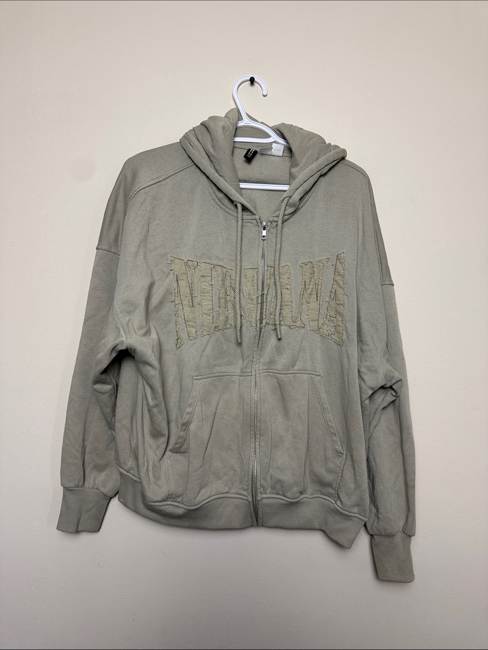 Divided H&M NIRVANA Zip-Front Hooded Jacket in Sage size L